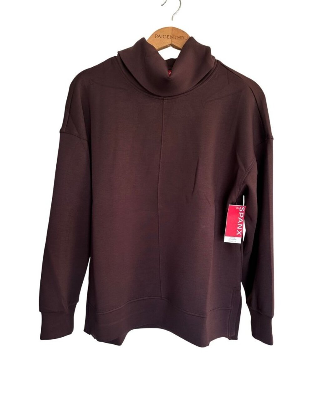 Spanx AirEssentials M Tunic Turtleneck Sweatshirt Truffle Brown NEW